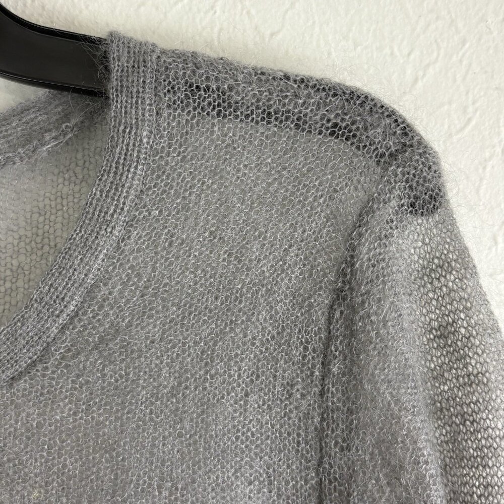 J Jill Womens Sweater Size Medium Gray Long Sleeve Thin Sheer Casual Mohair - Picture 5 of 10